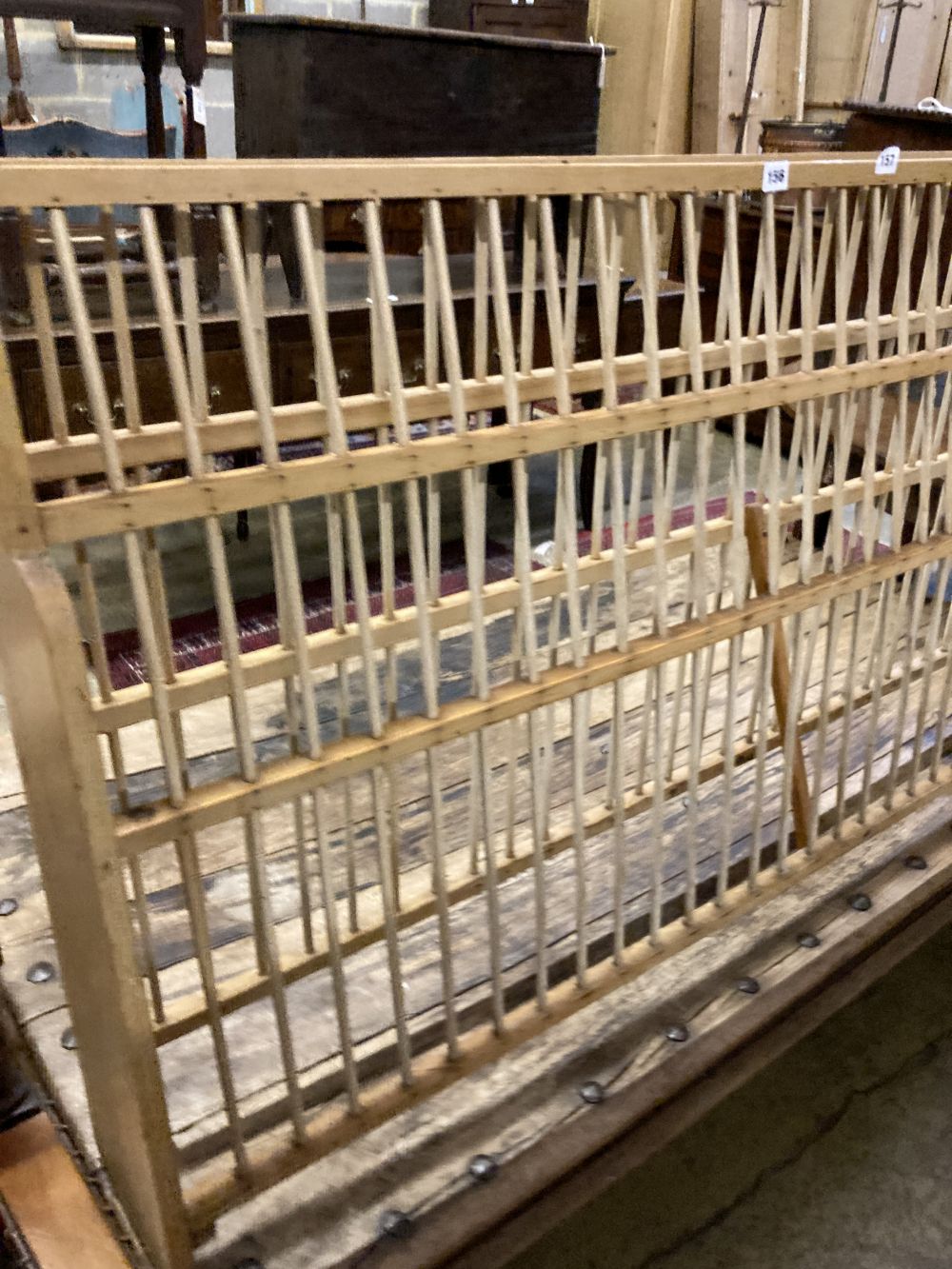A large Victorian pine plate rack, width 172cm depth 20cm height 88cm